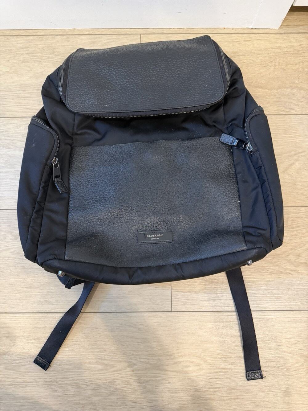 StorkSak London Black Alexa Premium Nylon and Leather Diaper Bag